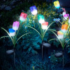Leszúrható szolár virág (RGB LED, 70 cm, 2 db / csomag)