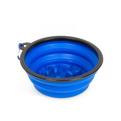   Összenyomható etetőtál (habzsolásgátlóval, kék, 1000 ml)