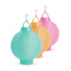 Napelemes lampion (színes, hidegfehér LED, 21 cm)