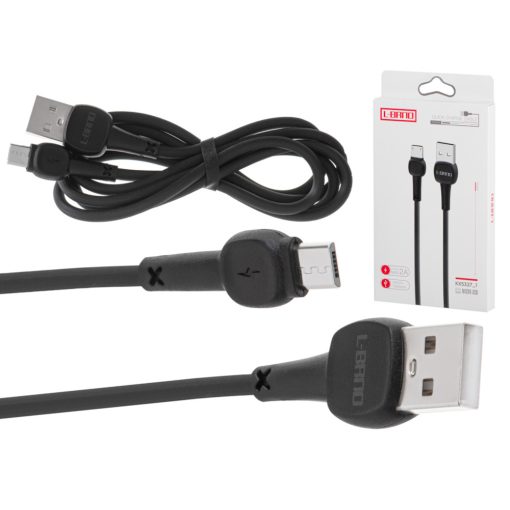 L-brno USB-MicroUSB kábel, 100cm, fekete