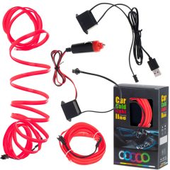   LED környezeti világítás autóhoz / auto USB / 12V szalag 3m piros