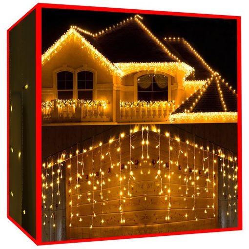 Karácsonyi fények - 300 LED meleg fehér jégcsap fényfüzér